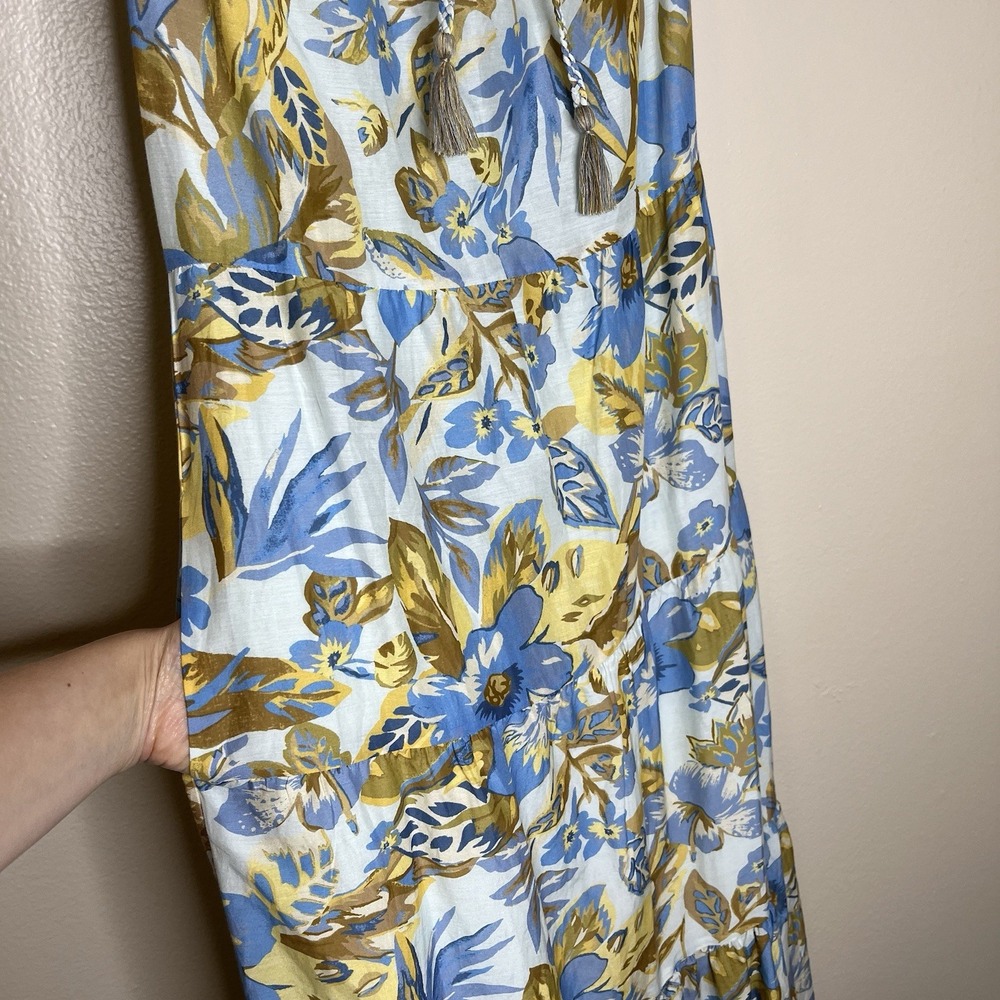 faherty dress Maxi Chaser floral Blue Boho Cottage Beach XS Tiered Boho Silk - Picture 9 of 12